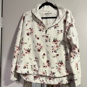 DownEast White Floral Women's Hoodie